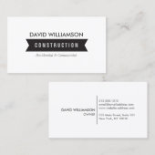 CARTE DE VISITE CONSTRUCTION DE BANNIÈRE NOIRE, BÂTIMENT, ARCHITEC (Devant / Derrière)