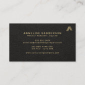 Carte De Visite Construction de bâtiment de logo or noir personnal (Dos)