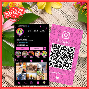 Carte De Visite Construction de bâtiment Instagram rose   Code QR