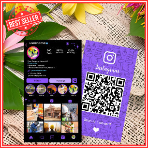 Carte De Visite Construction de bâtiment Instagram violet   Code Q