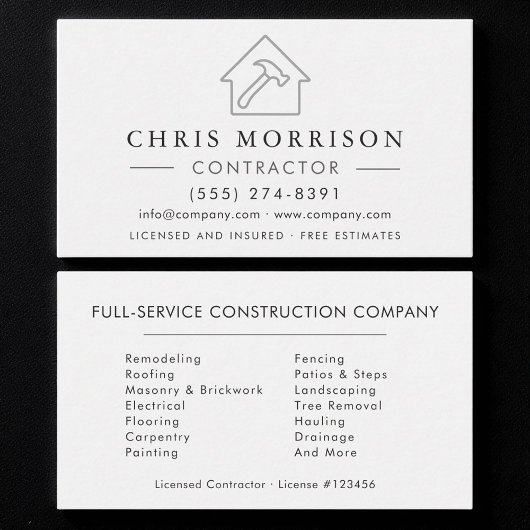 Carte De Visite Construction de bâtiment moderne argent blanc