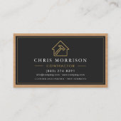 Carte De Visite Construction de bâtiment Noir Bois Bois QR Code (Devant)