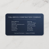 Carte De Visite Construction de bâtiments Bleu Nuit Métallisé Arge (Dos)