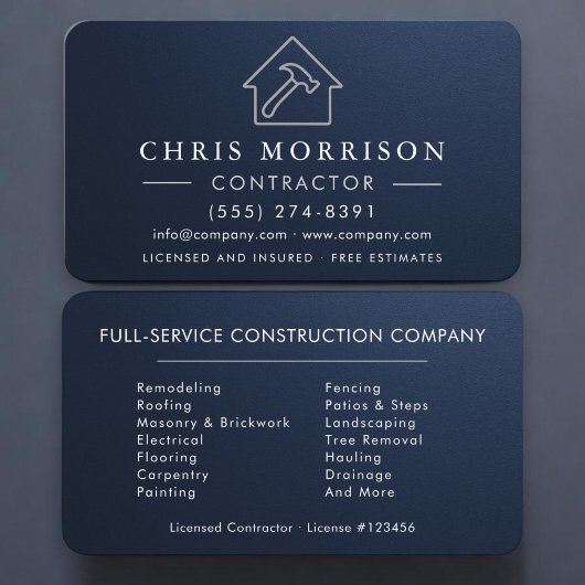 Carte De Visite Construction de bâtiments Bleu Nuit Métallisé Arge