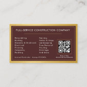 Carte De Visite Construction de bâtiments Code QR métallisé Bourgo (Dos)