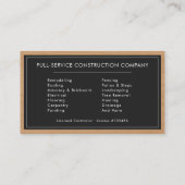 Carte De Visite Construction de bâtiments en bois noir et argent (Dos)