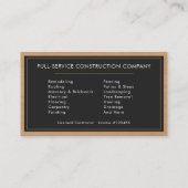 Carte De Visite Construction de bâtiments en bois noir et or (Dos)