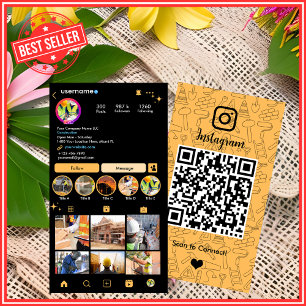 Carte De Visite Construction de bâtiments Instagram Peach   Code Q