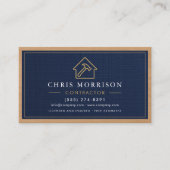 Carte De Visite Construction de bâtiments Lin Navy Blue Or Bois (Devant)