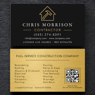Carte De Visite Construction de bâtiments métalliques Code QR Noir