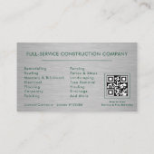 Carte De Visite Construction de bâtiments métalliques Code QR Vert (Dos)