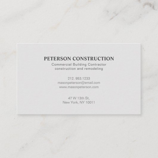 Carte De Visite Construction de bâtiments modernes Gris de la tour (Dos)