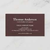Carte De Visite Construction de bâtiments noirs personnalisés prof (Dos)