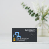 Carte De Visite Construction de blocs de bâtiment bleu minimaliste (Debout devant)