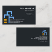 Carte De Visite Construction de blocs de bâtiment bleu minimaliste (Devant / Derrière)