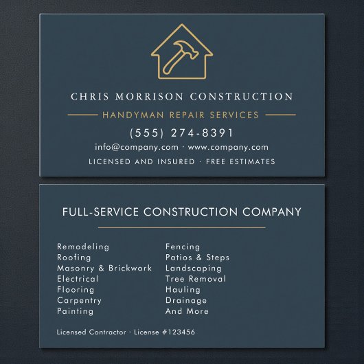 Carte De Visite Construction de bricolage 