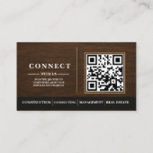Carte De Visite Construction de code QR à grain de bois moderne (Dos)