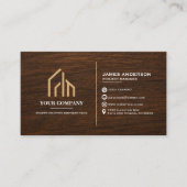 Carte De Visite Construction de code QR à grain de bois moderne (Devant)
