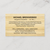 Carte De Visite Construction de contreplaqué de menyman (Dos)