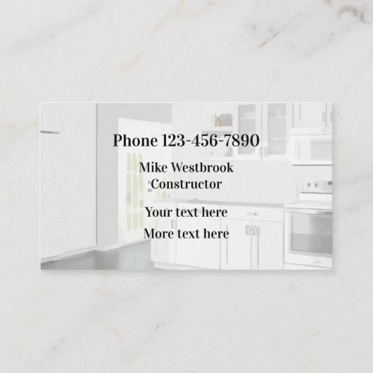 Carte De Visite Construction De Cuisine Et De Bain (Dos)