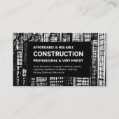 Carte De Visite Construction de gratte-ciel noir et blanc (Devant)