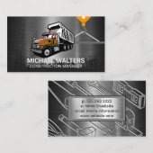 Carte De Visite Construction de grue à treuil | Camion de construc (Devant / Derrière)