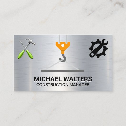 Carte De Visite Construction de grue à treuil | Outils de création (Devant)