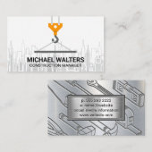 Carte De Visite Construction de grue à treuil | Ville Skyline (Devant / Derrière)