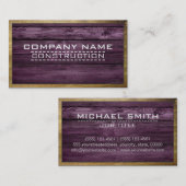 Carte De Visite Construction de la bordure en bois Élégant look en (Devant / Derrière)