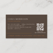 Carte De Visite Construction de l'entrepreneur Brown de code QR (Dos)