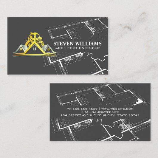 Carte De Visite Construction de l'entrepreneur général | Plan dire (Devant / Derrière)