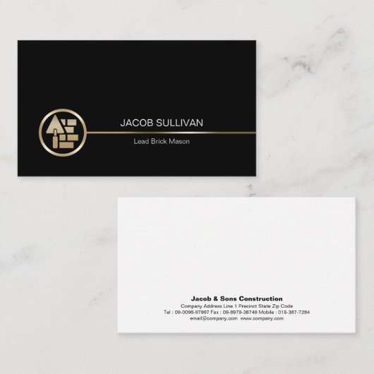 Carte De Visite Construction de maçonnerie en brique de pierre Mas (Devant / Derrière)