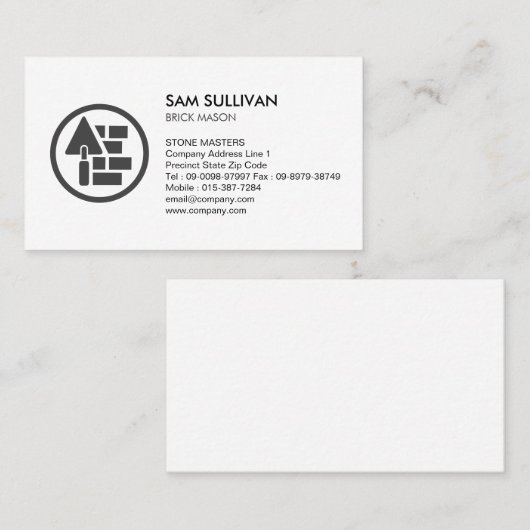 Carte De Visite Construction de maçonnerie en brique de pierre Mas (Devant / Derrière)