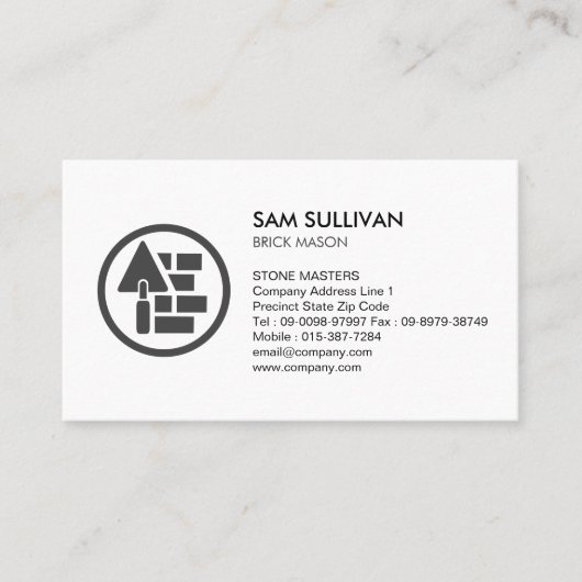 Carte De Visite Construction de maçonnerie en brique de pierre Mas (Devant)