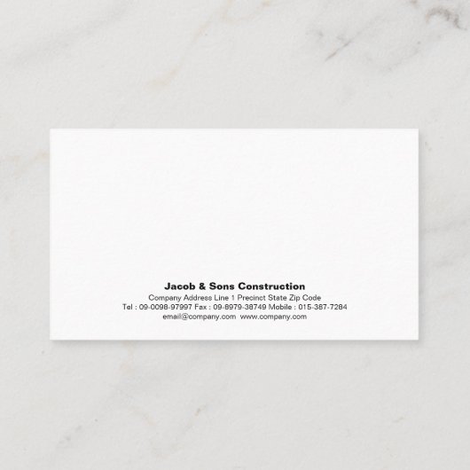 Carte De Visite Construction de maçonnerie en brique de pierre Mas (Dos)