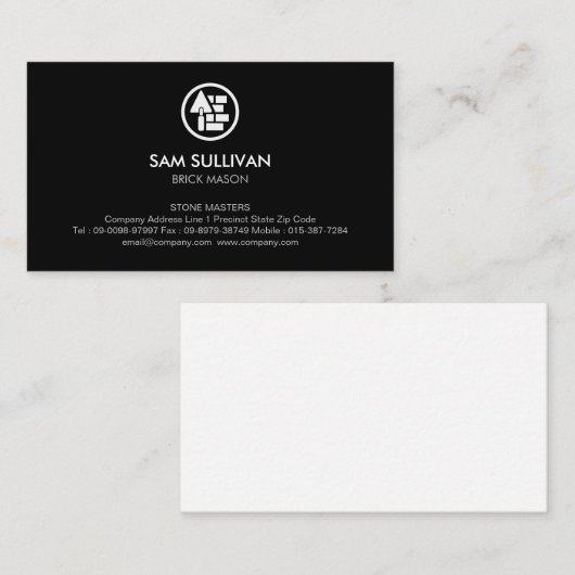 Carte De Visite Construction de maçonnerie en brique de pierre Mas (Devant / Derrière)