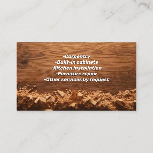 Carte De Visite Construction de menuiserie de sciure (Dos)