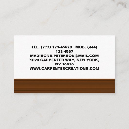 Carte De Visite Construction de menuiserie en bois moderne (Dos)