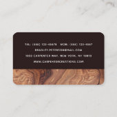 Carte De Visite Construction de menuiserie en bois moderne élégant (Dos)