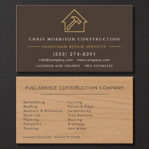 Carte De Visite Construction de menuisier moderne