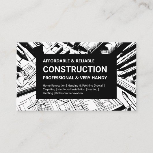 Carte De Visite Construction de modèle audacieux (Devant)