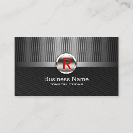 Carte De Visite Construction de monogrammes métalliques profession (Devant)