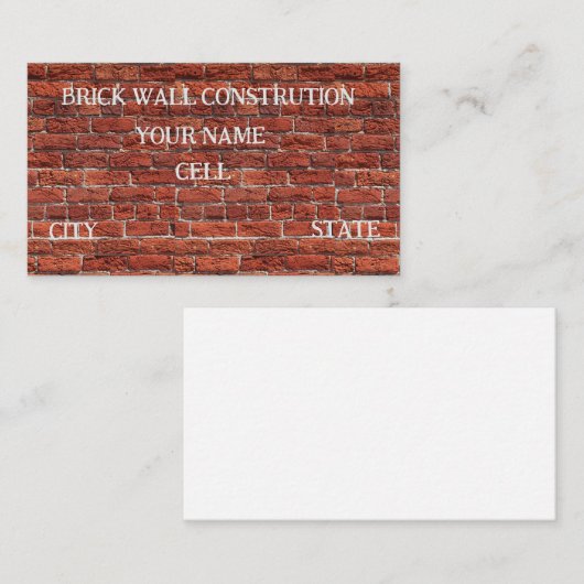 Carte De Visite Construction de murs en briques (Devant / Derrière)