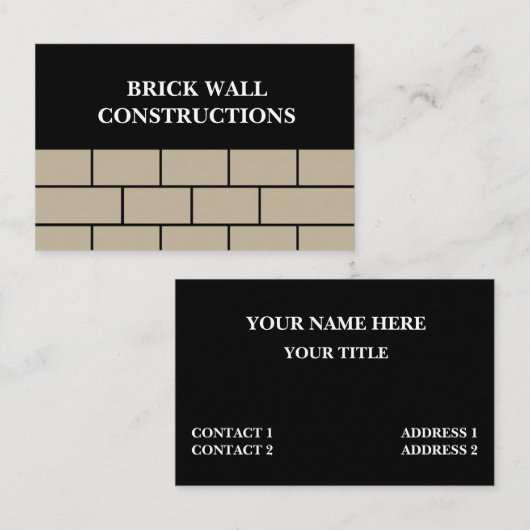Carte De Visite Construction de murs en briques (Devant / Derrière)