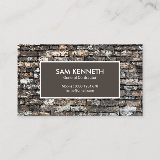 Carte De Visite Construction de murs en briques de pierre Brown (Devant)