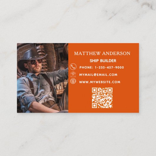 Carte De Visite Construction de navires de bois photo code QR (Dos)