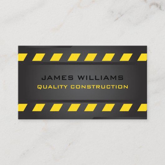 Carte De Visite Construction de rayures jaunes en métal noir (Devant)