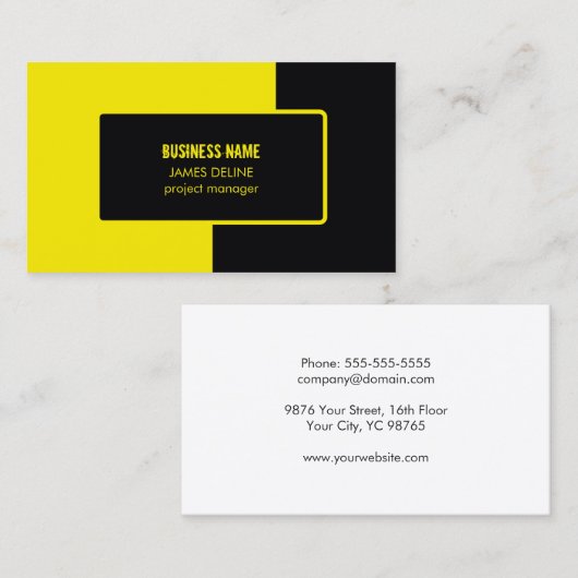 Carte De Visite Construction de route Noir Jaune (Devant / Derrière)