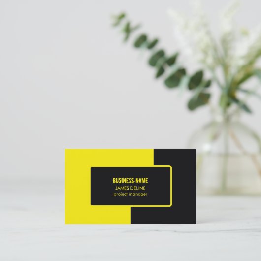 Carte De Visite Construction de route Noir Jaune (Debout devant)