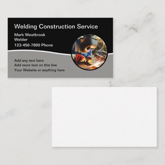 Carte De Visite Construction de soudure moderne (Devant / Derrière)
